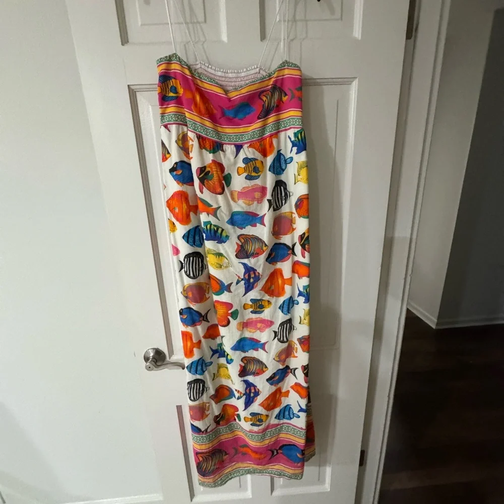 Show Me Your MuMu Colorful Fish Print Maxi Dress M EUC $100 - Picture 1 of 1